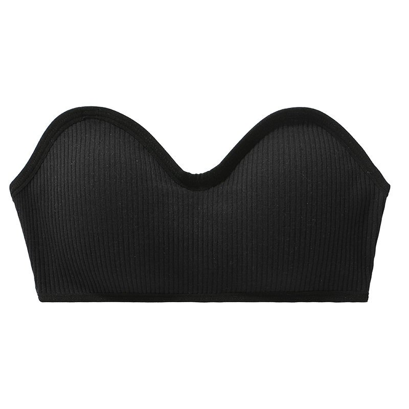 1PCs Sexy Strapless Top Women Tube Top Wrapped Bra Cropped Bandeau Top With Pad Stretchy Lingerie Girl Underwear Tube Tops: Black