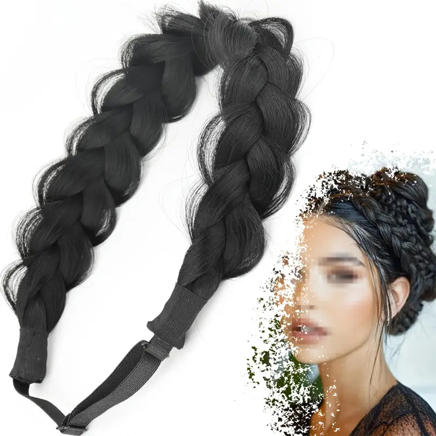 Synthetic Hair Braided Headband With Elastic Band Style Black Brown Girls Braided Headwear Hair Accessories Suitable For Women: WHITE