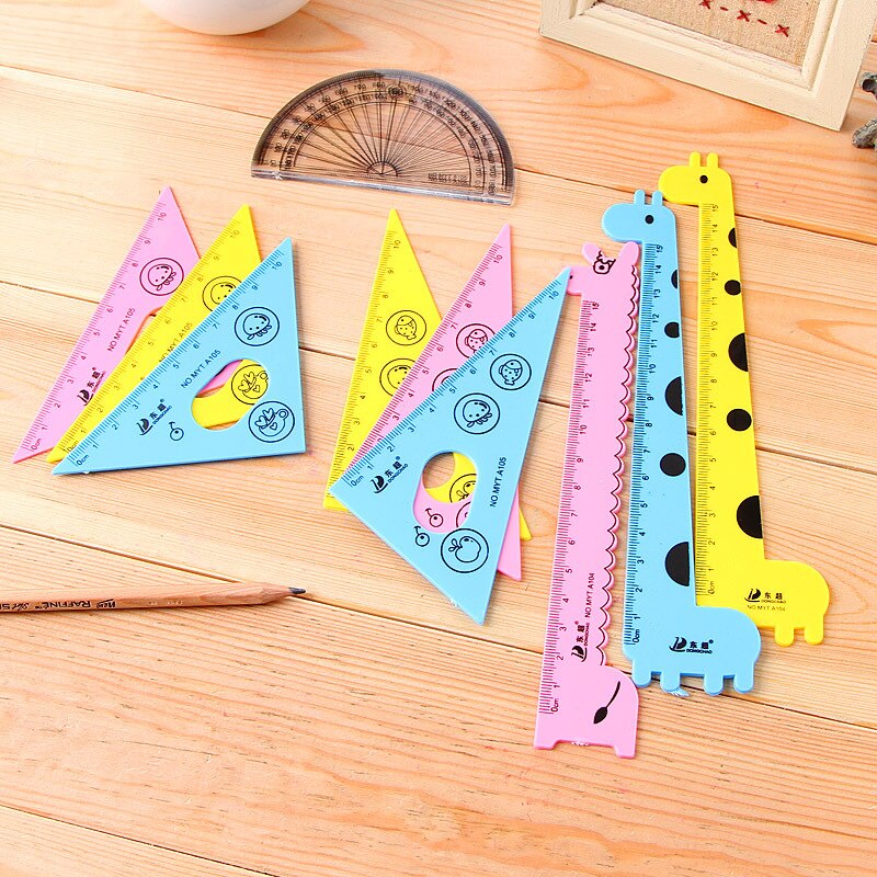! Juego de reglas Kawaii, suministros escolares, material escolar, papelería, dibujos animados creativos, forma de estudiantes