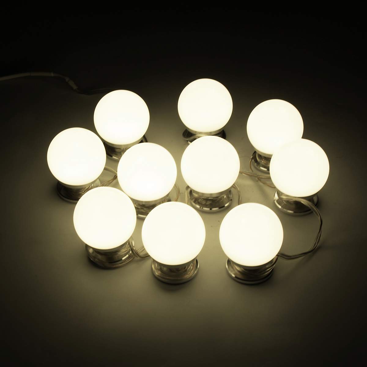 10 stuks 12v led-lampen voor make-upspiegels in hollywood-stijl, dimbaar voor wandlampen voor kaptafelspiegels