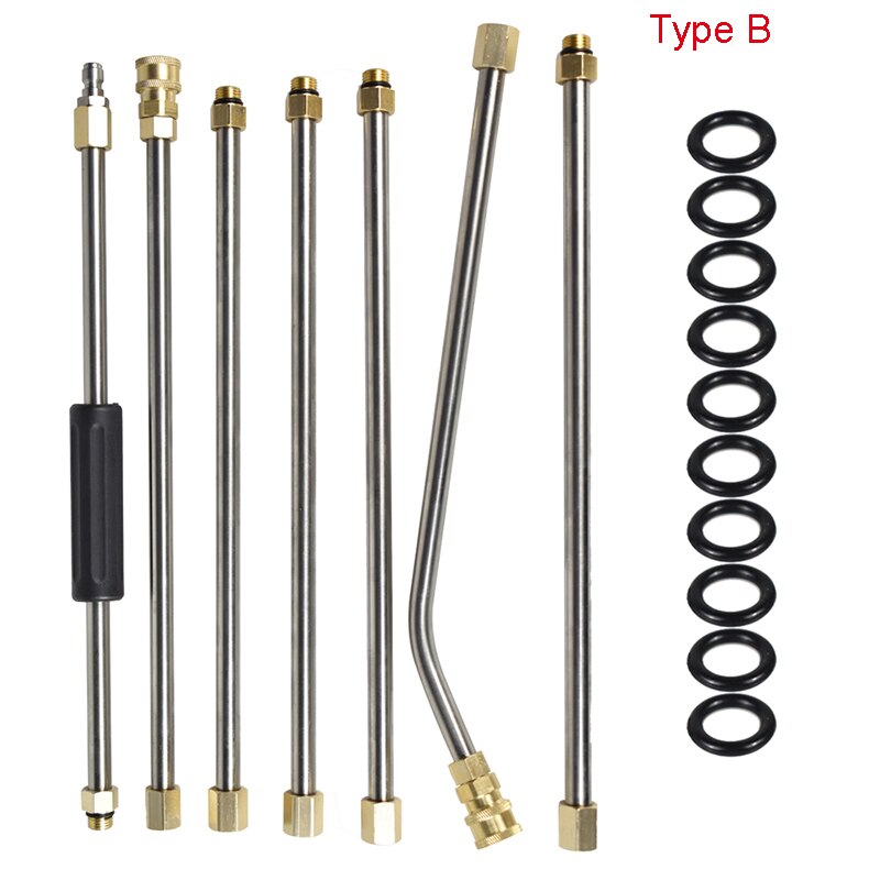 Hnyri 7 stk højtryksrenser udvidelse tryllestave tag renere lanse dyse wand sæt  ,7.5 ft udskiftning lanse ,1/4 "hurtig connect: Type b