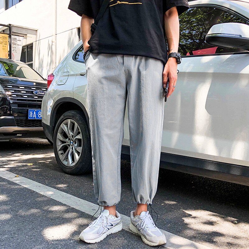 Spodnie dresowe męskie, solidne, robić kostek, ściągane sznurkiem, duże rozmiary, proste, uniwersalne, elastyczne, oddychające, męskie