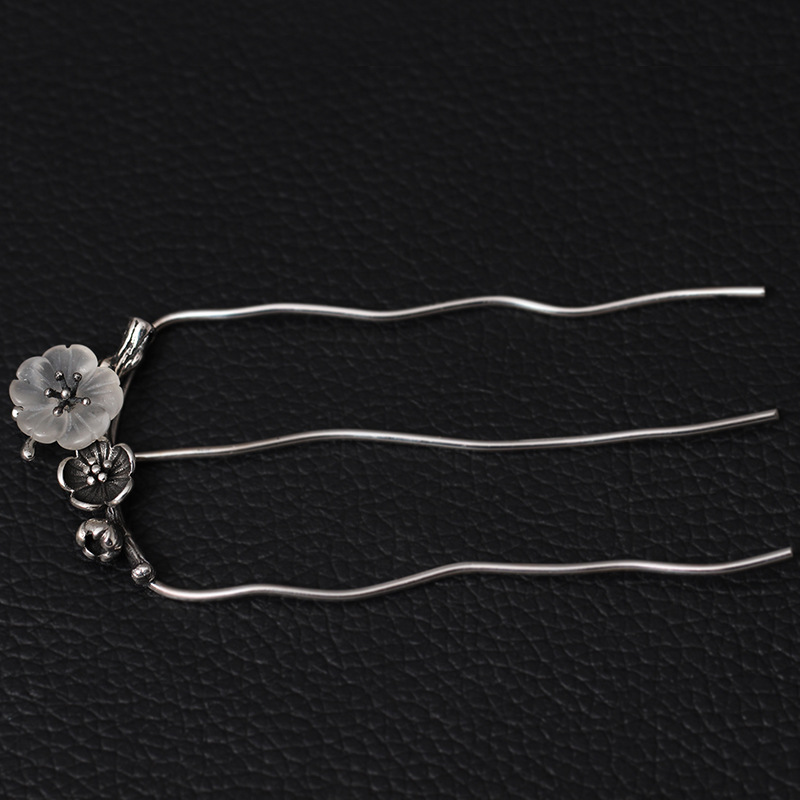 925 sterling silver hairwear Plum blossom Trident Hair Forks vintage ethnic charm beautiful hair jewelry for women