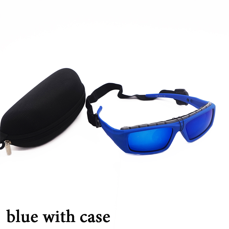 Skidglasögon sportsolglasögon med fodral skidglasögon unisex utomhusglasögon set lätt och bekvämt märke: Blå med fodral