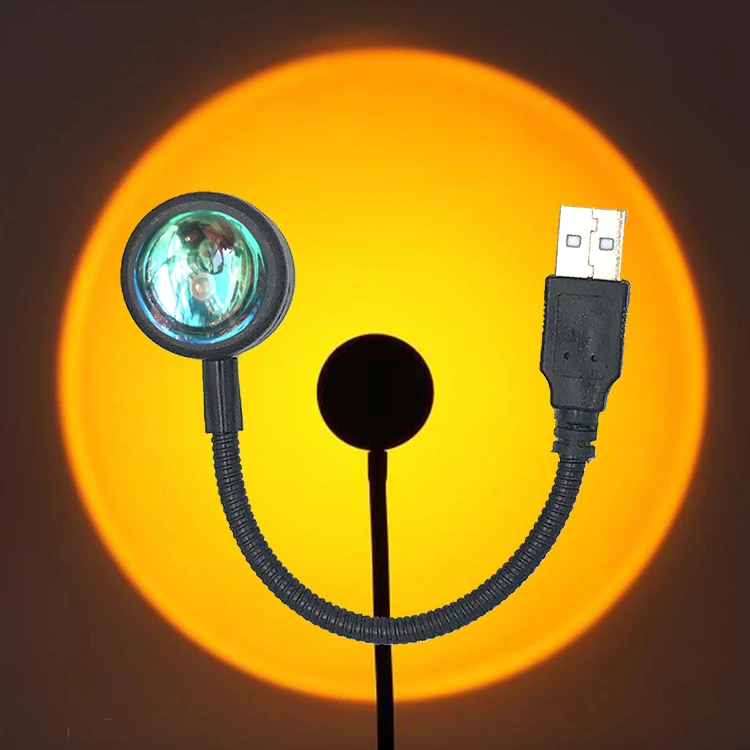 1x USB lámpara de puesta de sol LED Arco Iris neón proyector de luz nocturna fotografía iluminación de ambiente de pared para dormitorio decoración de la habitación del hogar: 3000 K de oro
