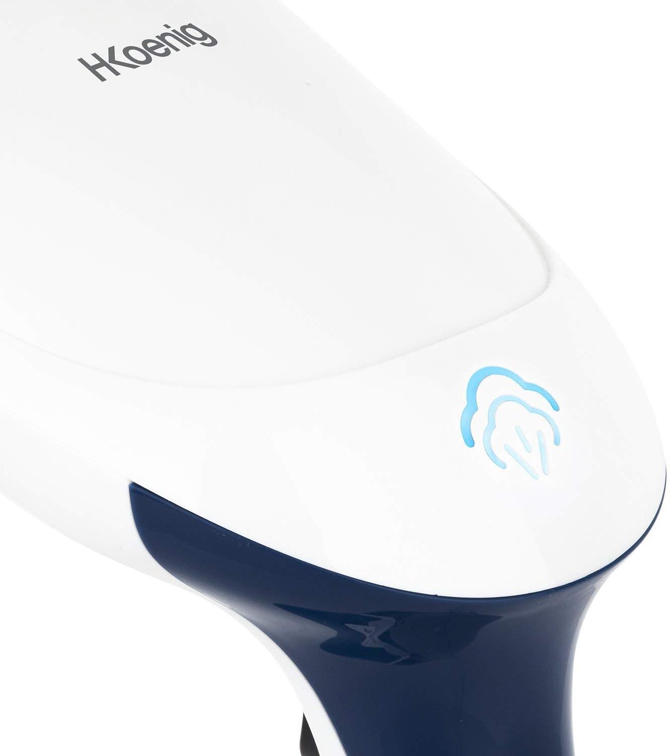 Plancha Vapor Vertical Muy Potente, 1640 W, 24 g/m, Suela de Acero Inozidable, Depósito de Agua Extraíble de 250 mL, Autonomía Ilimitda, Ideal para Viaje, Azúl. H.Koenig_STM10