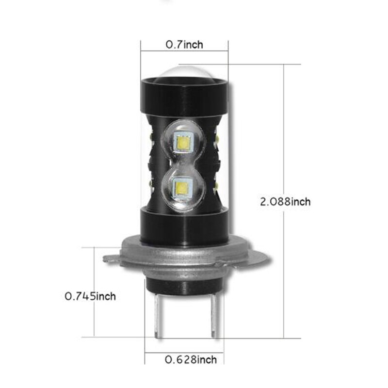 A Pair 12V H7 LED Headlight Driving Lamp Foglight Bulbs Far Near Light Headlamp Car Lamp