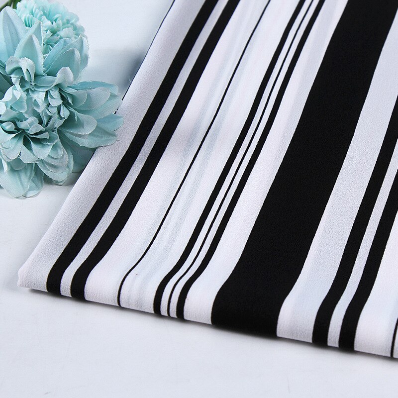 Black and White Vertical Stripes Chiffon Dress Pants Fabric