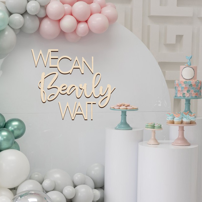 YOMDID We Can Bear Wait Baby Shower decorativo Letter Sign Banner Hanging Gender Reveal segno in legno Hanging Birthday Party puntelli