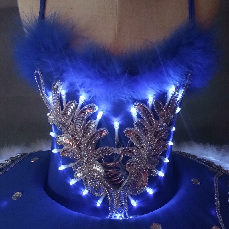 Ruoru freundlicher Teller Ballettröckchen LED Ballett Kostümich Feder Schwan sehen Mädchen Tanzen Prinzessin Kleid freundlicher Ballerina Party Kostüm