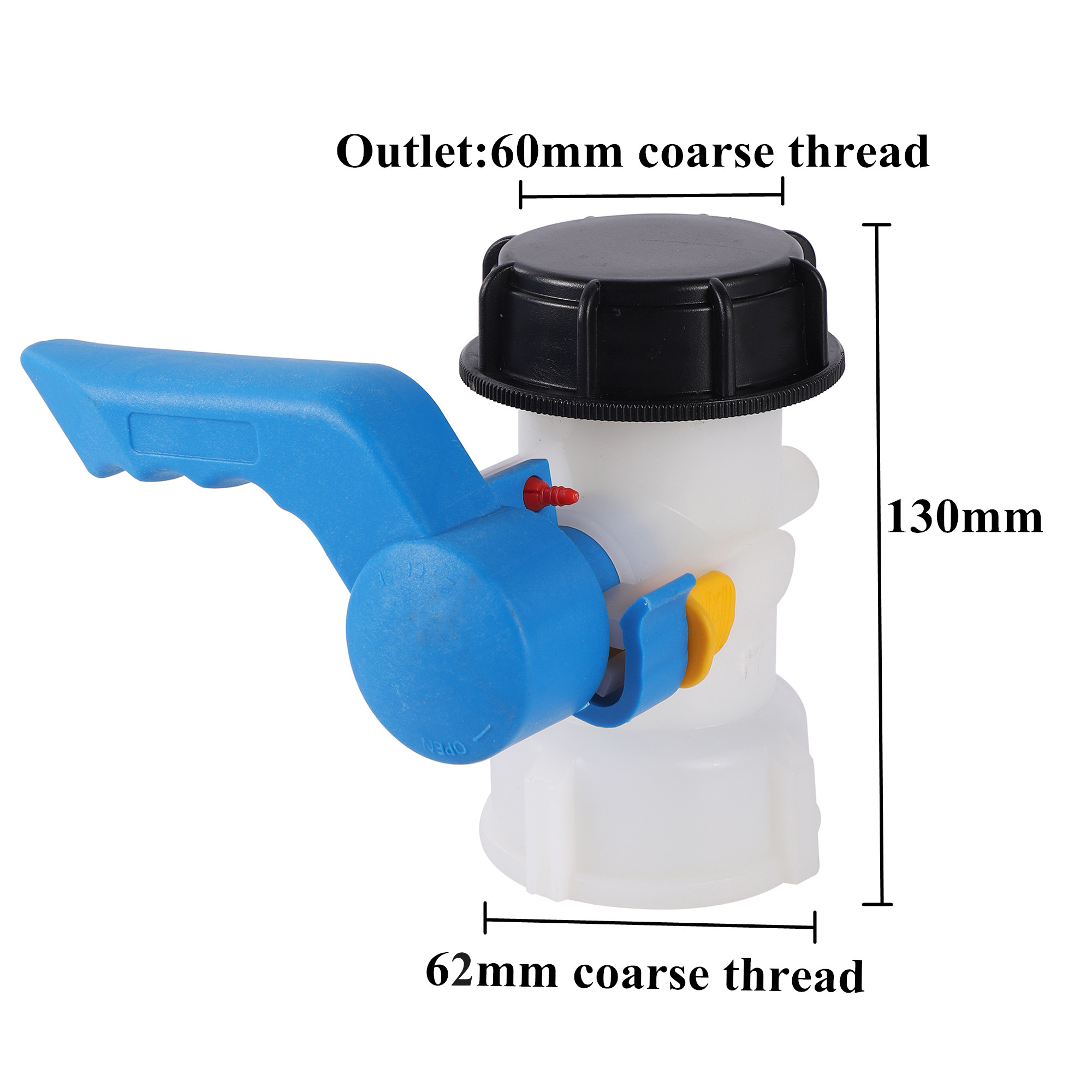 Plastic DN40/DN50/DN80 Actieve/Geïntegreerde Tuin Vlinderklep Voor Ibc Watertank Container 1000L Schakelaar Ibc tank Adapter: Bruin