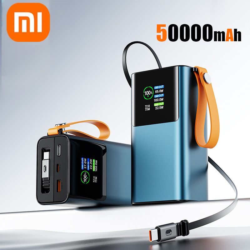 Xiaomi 165w 50000 mah powerbank bärbar pd externt batteri led powerbank för macbook pro för ipad snabbladdningsstation: Grå