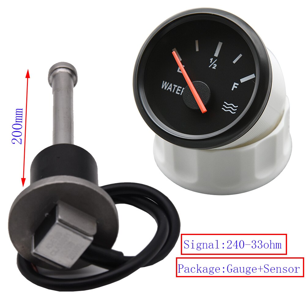 150-600MM Water Level Sensor with 52MM Water Level Gauge 0-190ohm Water Tank Level Indicator Meter Empty to Full for Marine Boat: 200MM 240-33ohm