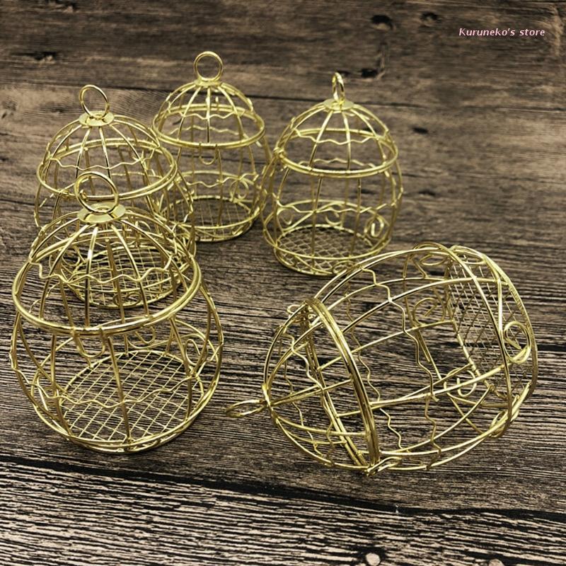 Mangeoire d&#39;extérieur pour oiseaux, petit support de boule de graisse suspendue, outil d&#39;alimentation facile à remplir, Durable en métal doré, mangeoires à boules de suif pour oiseaux