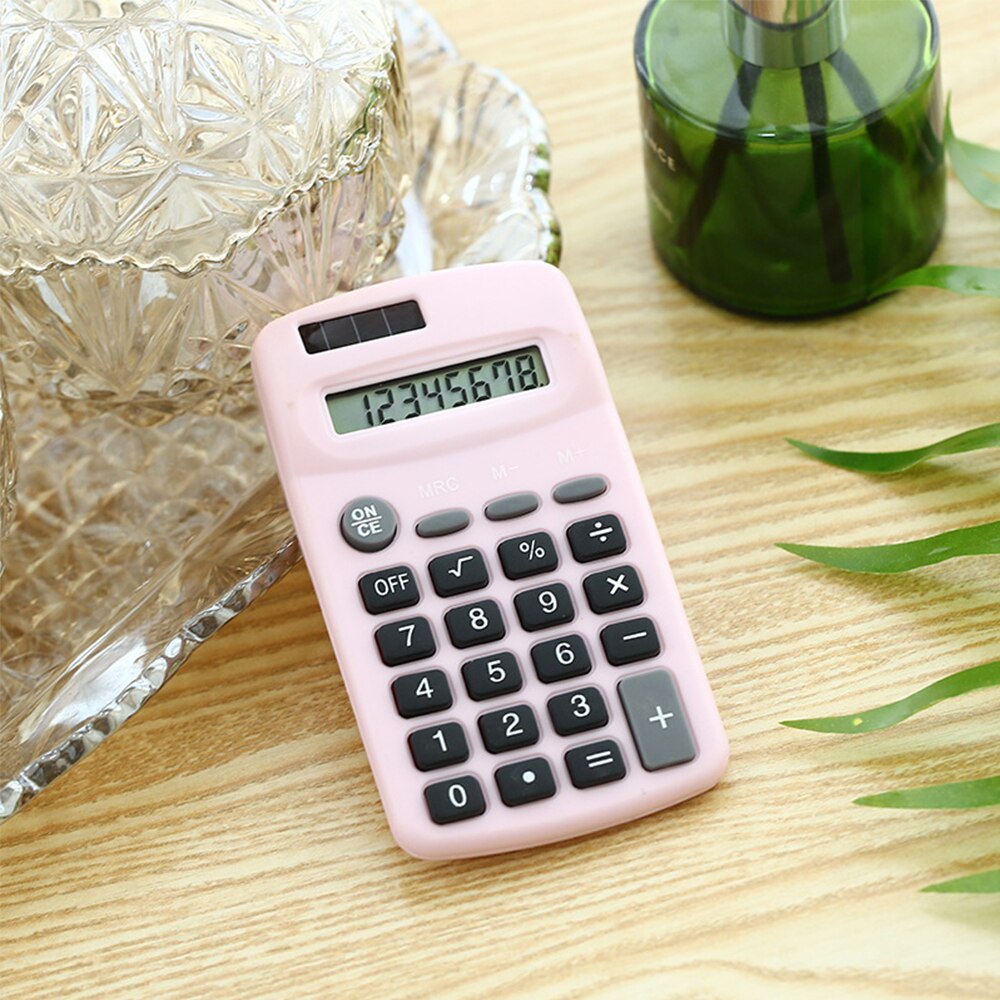Mini Cute Calculator 8 Digits Display Solar & Battery Dual Power Portable Electronics Calculator Accounting Tool
