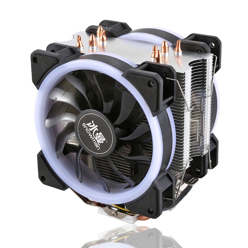Universal Computer CPU Cooler Fan RGB 4Pin CPU Cooling Fans For Inter 775/1151/1155/1156 Heatsink 4/6 Heatpipe Fan For AMD: RGB Double Fan / 6 heatpipe