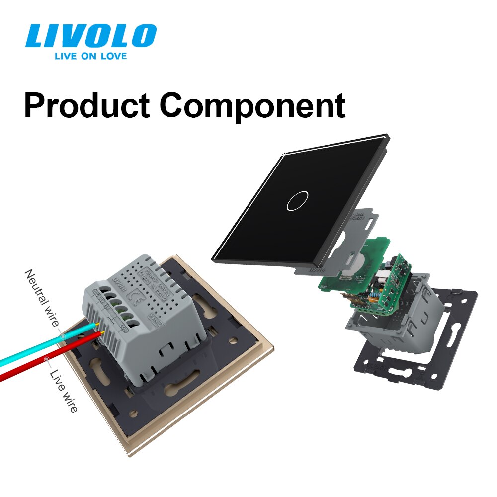 LIVOLO – interrupteur mural tactile intelligent ZigBee, 2 voies croisées, commande sans fil, avec minuterie, compatible avec Google Home, Alexa et Echo, Standard ue