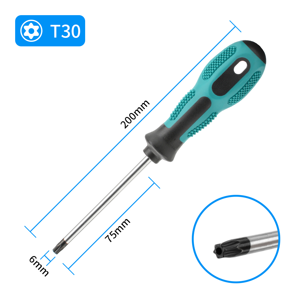 Juegos de destornilladores Torx magnéticos de precisión T5 T6 T7 T8 T9 T10 T15 T20 T25 T27 T30 Torx controlador de seguridad Kit de herramientas manuales de reparación: Plata