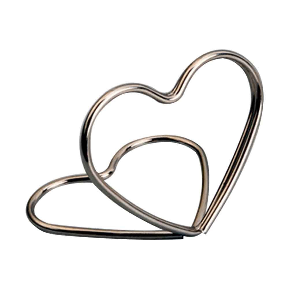 Lot de 20 porte-cartes de table réutilisables en fil d'acier pour anniversaire, décoration de table, restaurants, fêtes de mariage, numéros pour panneaux alimentaires: Forme de double cœur