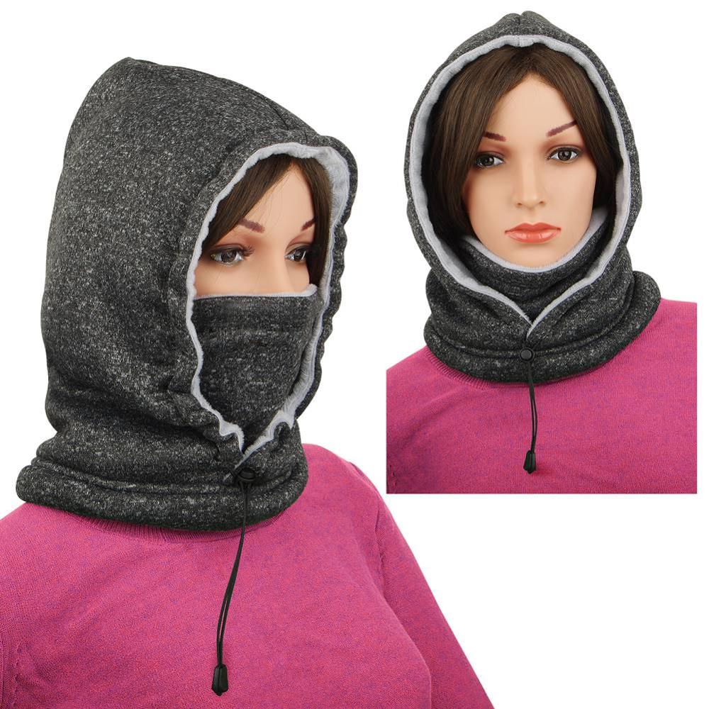 Ritoper vinter fleece balaclava mænd kvinder beanie varm tykkere hat tørklæde hals sport maske udendørs skiløb cykling skullies: Sort hvid