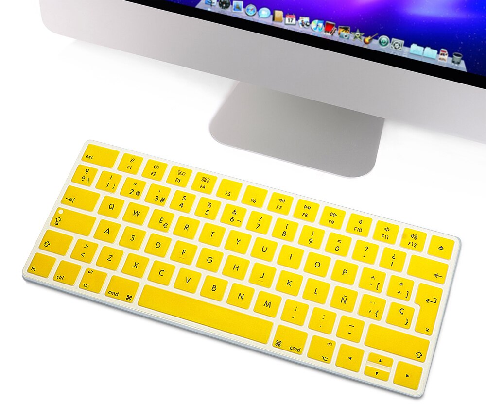 HRH Slim ESP hiszpańska klawiatura pokrywa silikonowa skórka do Apple Magic bezprzewodowa klawiatura Bluetooth MLA22LL/A (A1644,2015 wydany): Yellow