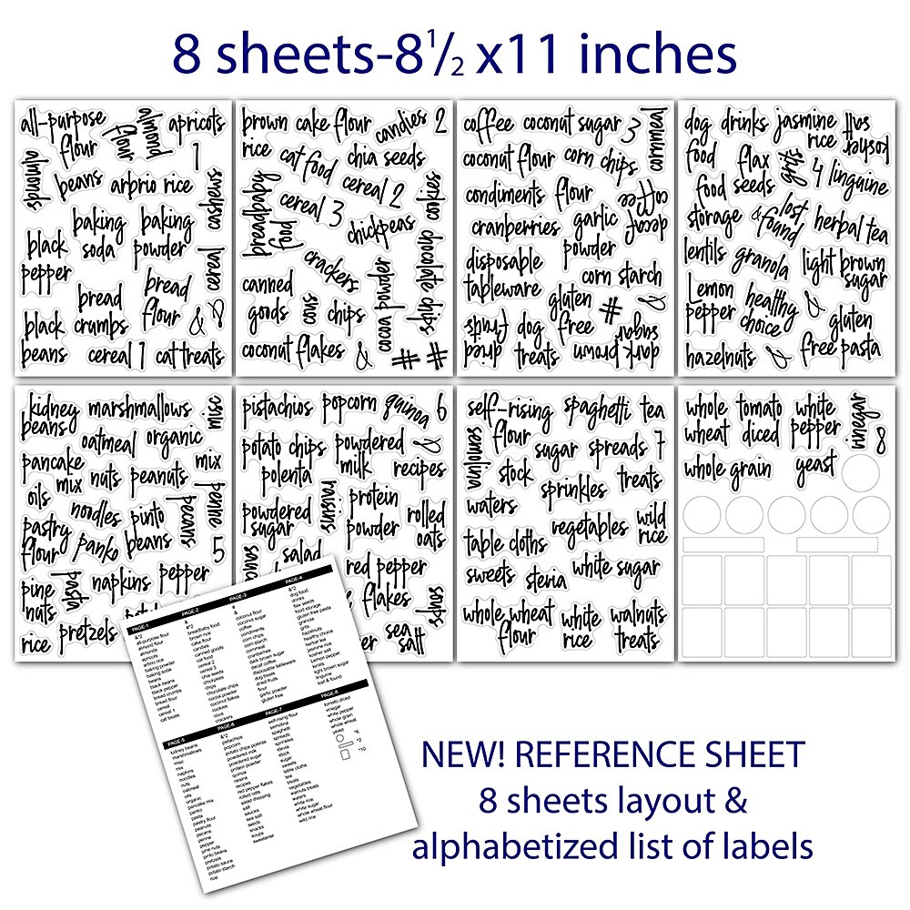 168pcs Pantry Label Sticker For Containers Preprinted Waterproof Transparent Kitchen Storage Food Label Stickers