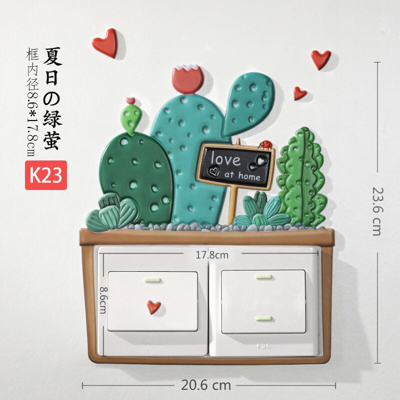 Home Decorations Wall Stickers Switch Protection Sticker Night light Switch Stickers Cartoon Cactus Unicorn Dino Switch Sticker: Yellow