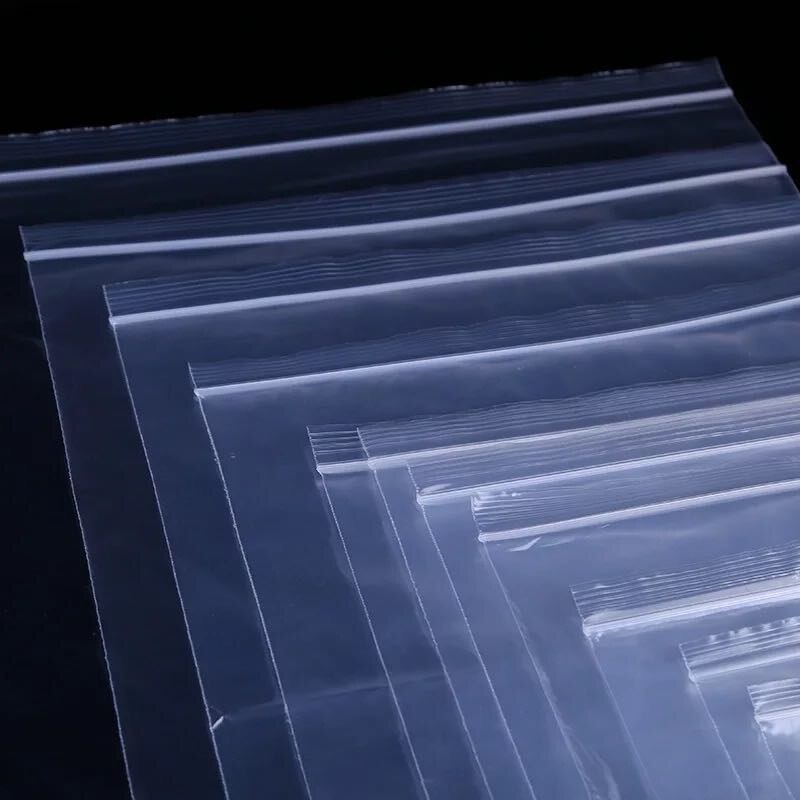 100PCS Zipper Lock Ziplock Bag Food Storage Bag Transparent Trinket Packing Vacuum Storage Bag Refrigerated Bag