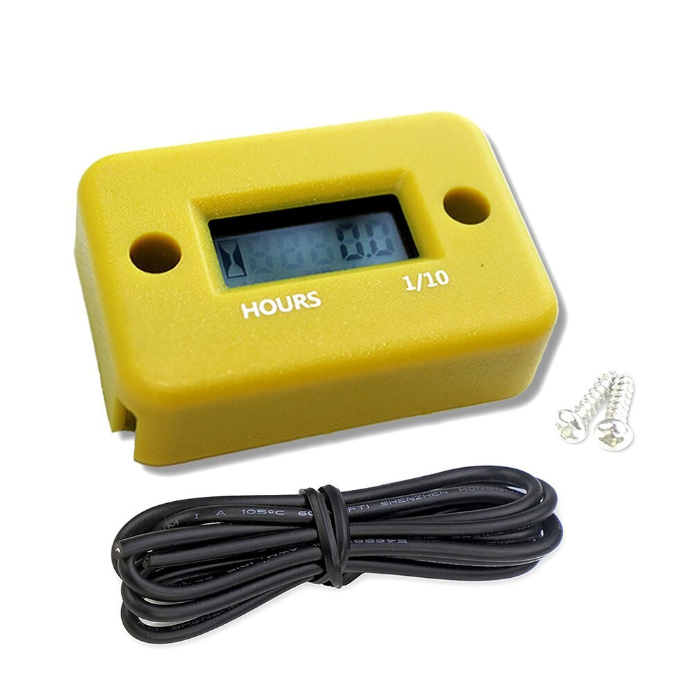 General Use Waterproof Digital Tachometer Counter Hour Meter For Marine ATV Snowmobile Motor Bike For 2/4 Stroke Gas Engine: yellow