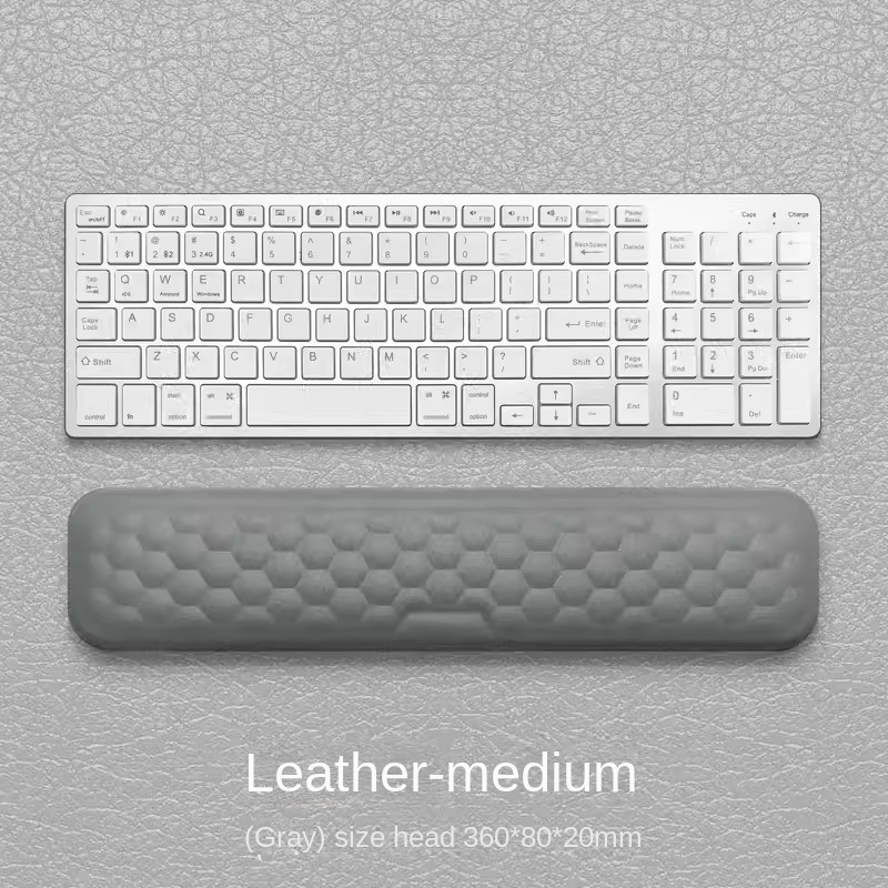 Tastatur-Pad-Set, Memory-Schaum, für Büro, Computer, Laptop, einfaches Tippen, Schmerzlinderung, Tastatur, Handgelenkauflage, L: Perlweiß
