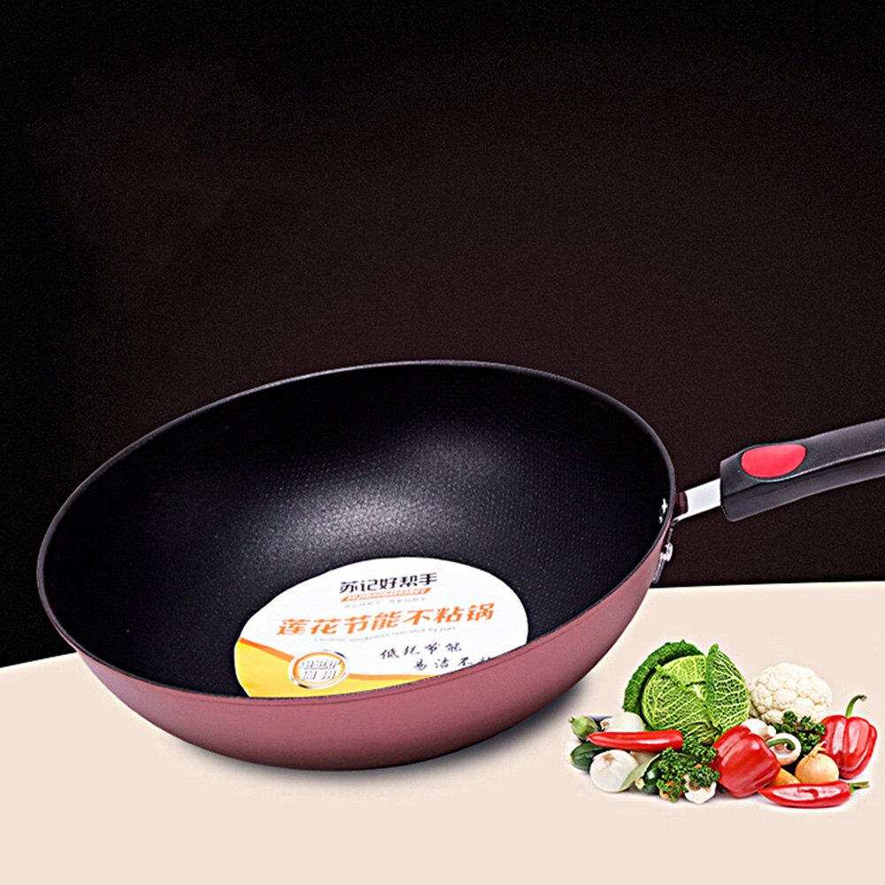 Koekenpan High-End Home Non-stick 32Cm Houten Handvat Traditionele Wok Super Kosteneffectieve Scrambled eieren Pan-Gratis Pan Wok Pannen