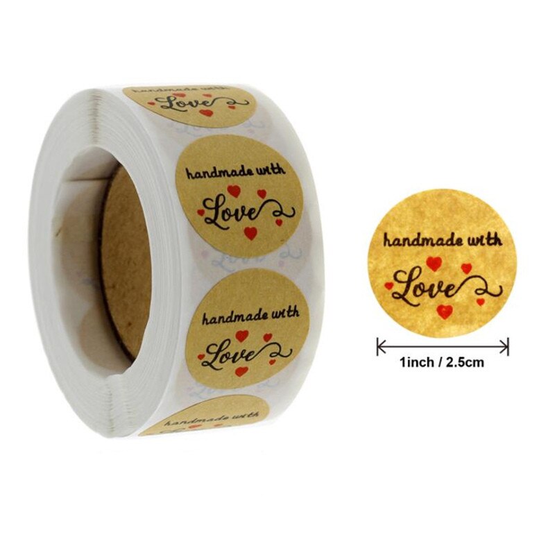 500Pcs/Roll "Handgemaakt Met Liefde" Sticker Voor Envelop Afdichting Labels Sticker Sieraden Maken Pakket Sticker Supply: B08