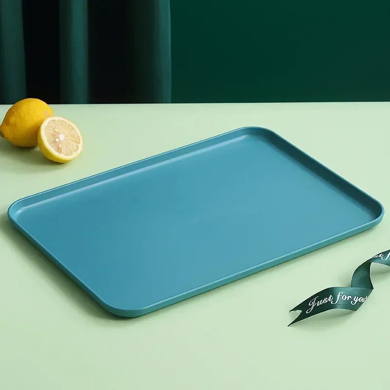 Wheat Straw Fruit Salad Tray Rectangular Dim Sum Dessert Fruit Plate Barbecue Skewers Large Capacity Tray Square Fast Food Trays: Khaki / 10.5 inches