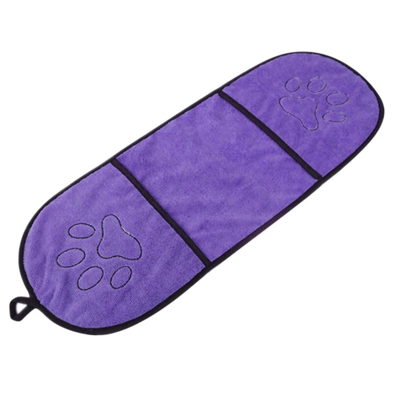 Câine de companie prosop de baie microfibră ultra-absorbantă pisică câini mici prosop de uscare pătură cu buzunar pentru câini mari halat de baie: Violet