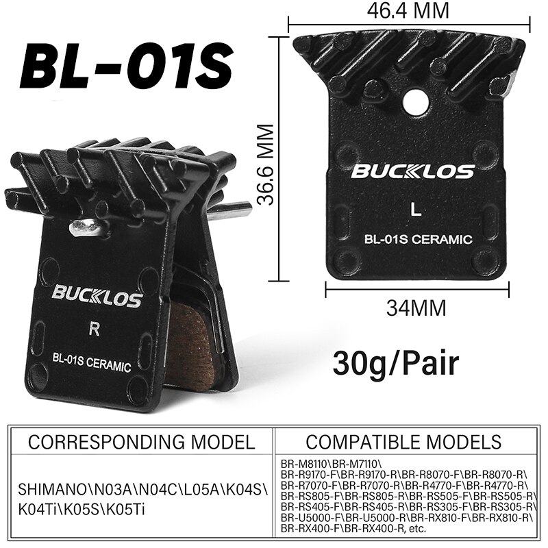 BUCKLOS pastillas de freno de cerámica para bicicleta, pastillas de disco de freno hidráulico para bicicleta de montaña y carretera, accesorios de freno Shimano