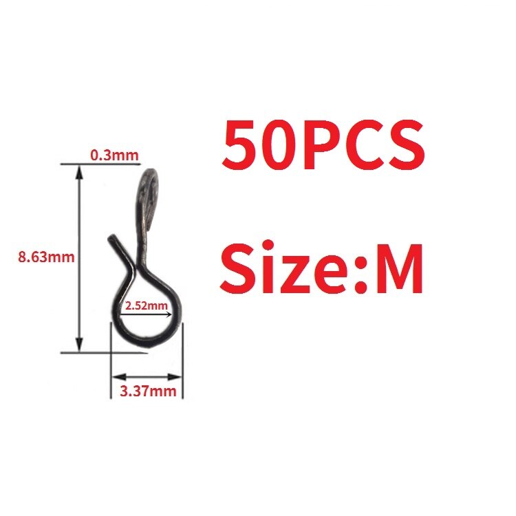 25-50PCS Stainless Steel Fly Fishing Connector Snap Pin Quick Change Flies Hook Lures Clip Fishing Gear Accessories: Size M 50PCS