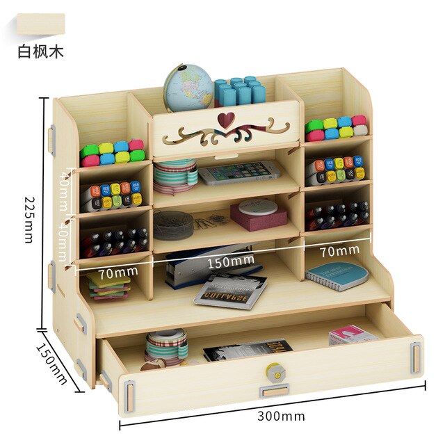 Pencil Organizer Multi-Function Wooden Desktop Pen Holder Office School Stationery Storage Stand Case Desk Pen: C