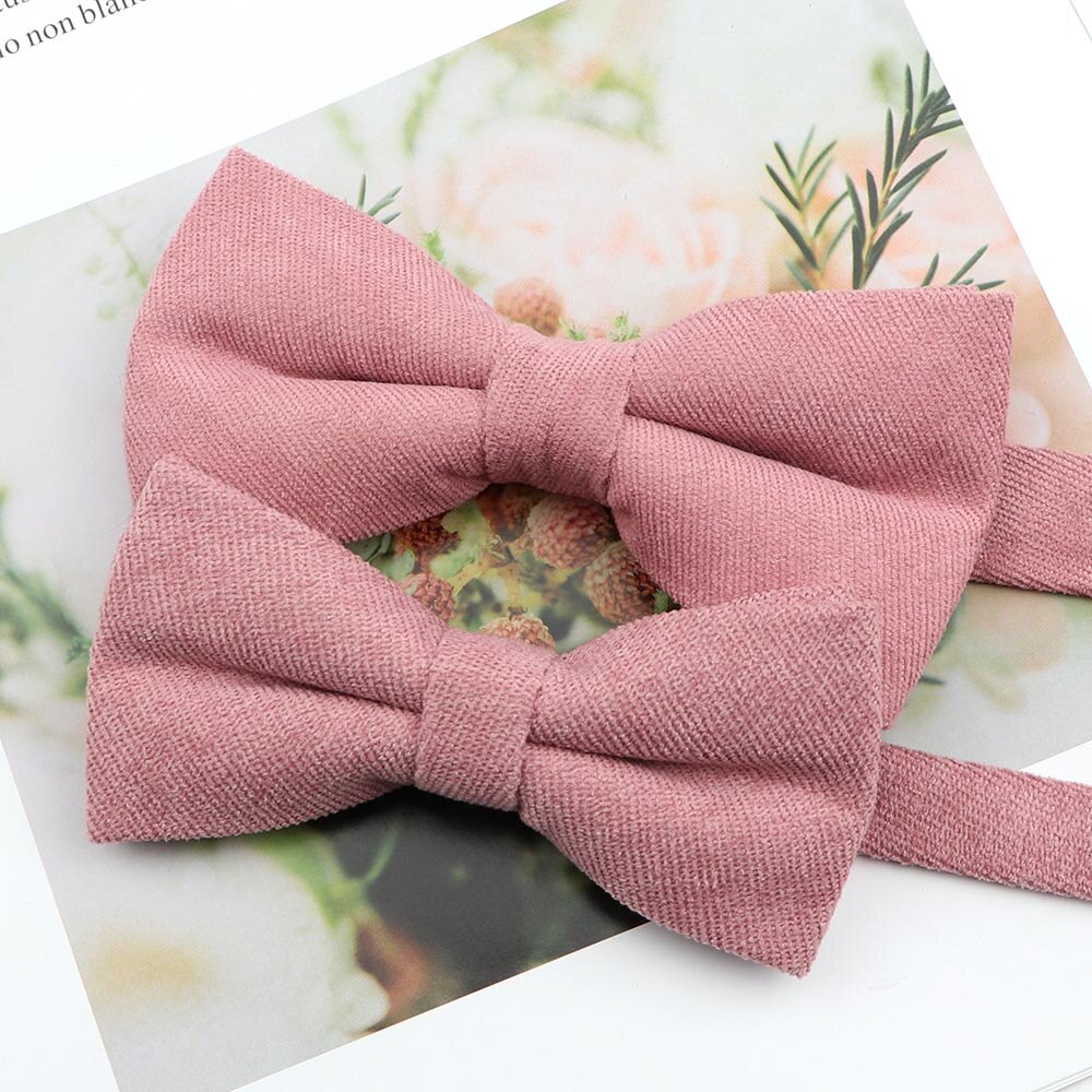 Heren Super Zachte Donzige Suede Ouder-kind Bowtie Set Macarons Effen Kleur Klassieke Leuke Vlinder Rood Groen Blauw roze Stropdas