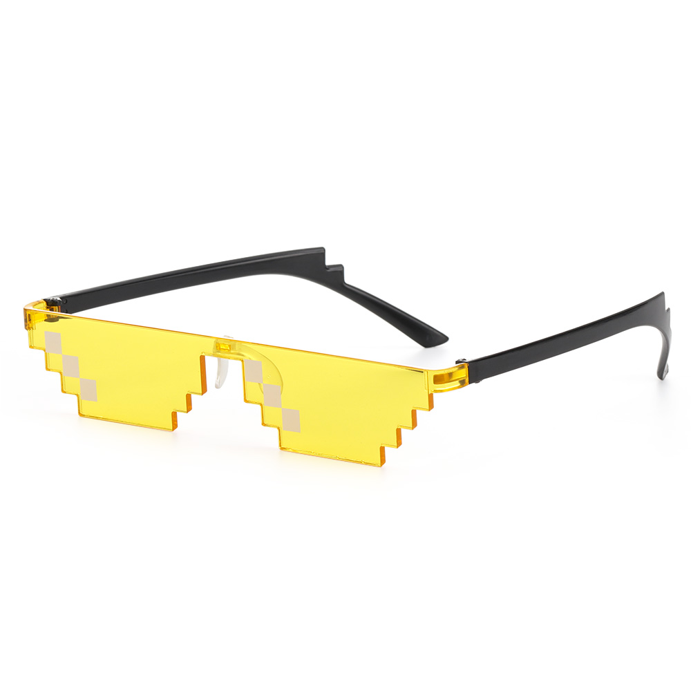 divertido mosaico gafas de sol Thug Life gafas de sol Pixel negro Retro Gamer Robot gafas de sol de cumpleaños Cosplay favores: Plata