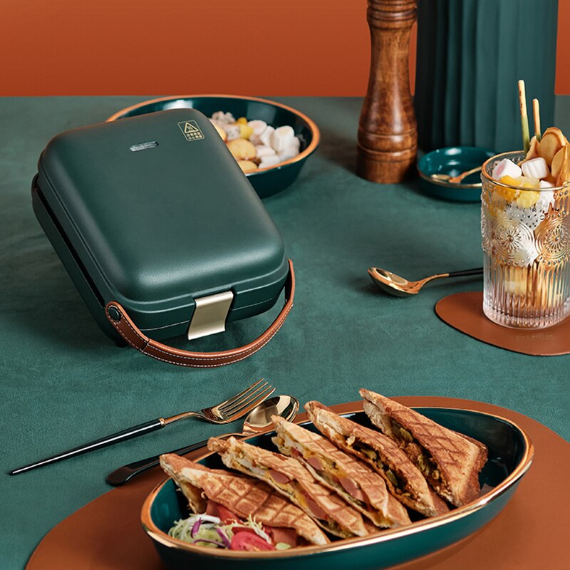 110V/220V Elektrische Sandwich Broodrooster Bakken Ontbijt Machine Licht Voedsel Wafelijzer Pannenkoek Portable Sandwichera 600W