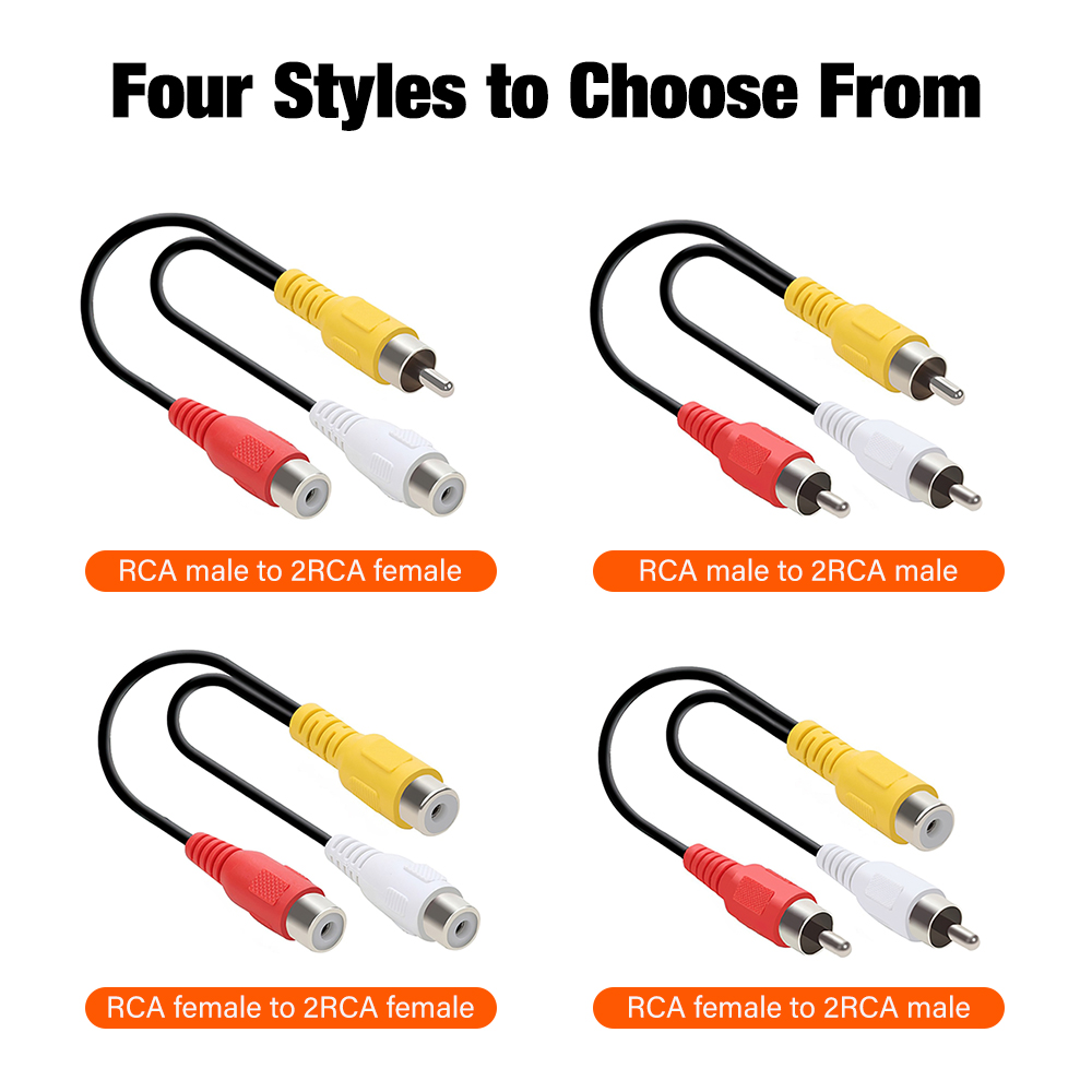 Cable de Audio de , 2 RCA macho a 1 RCA hembra, Cable divisor Y para amplificador de coche, altavoz, adaptador de Audio estéreo para Subwoofer