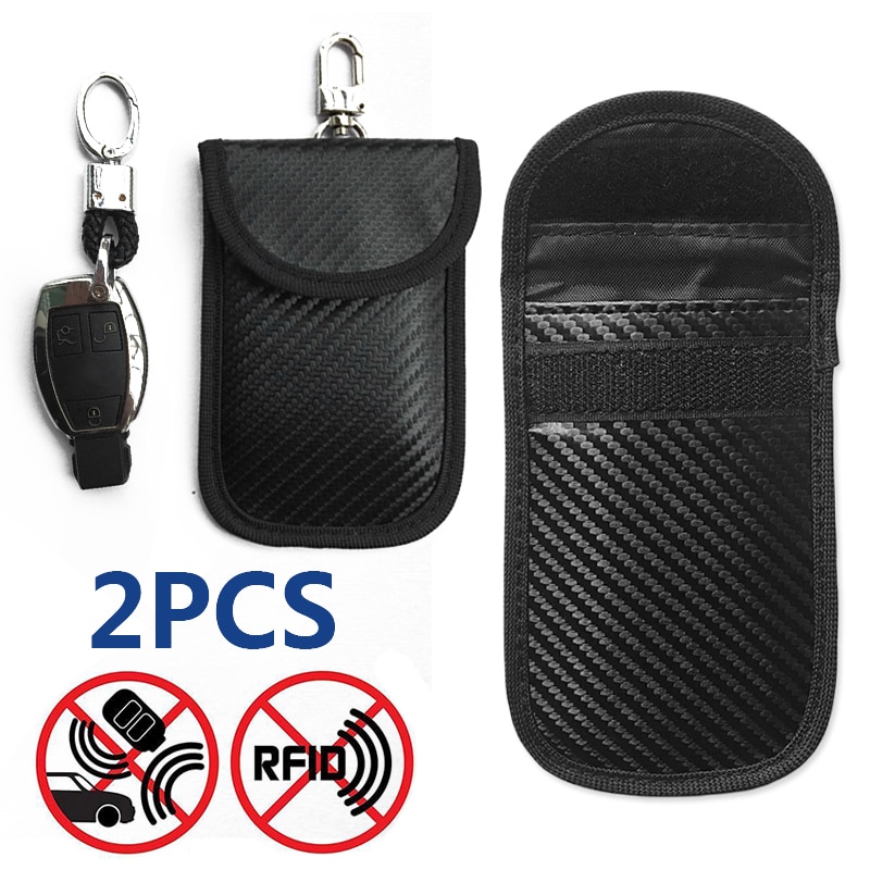 Black RFID Signal Blocking Anti Theft Pouch Key Case For Keyless Entry Car Acc