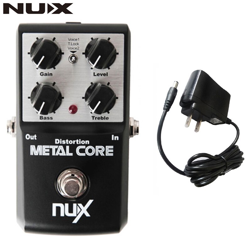 NUX Metal Core Distortion Effect Pedal True Bypass Guitar Effects Pedal 2-Band EQ Tone Lock Preset Function: US PLUG-Metal Core