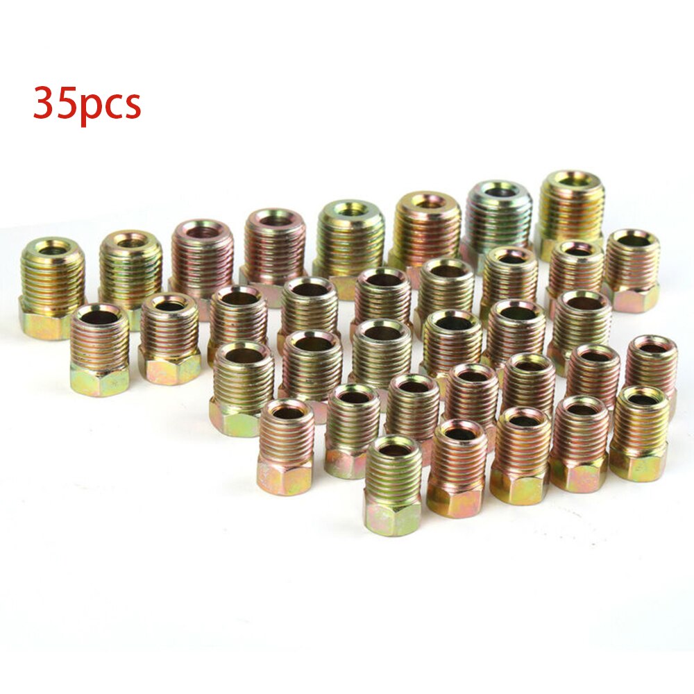 100% Brand 35pcs Brake Line Fitting Nuts Kit For Inverted Flares On 3/16 & 1/4 Tube Tubing