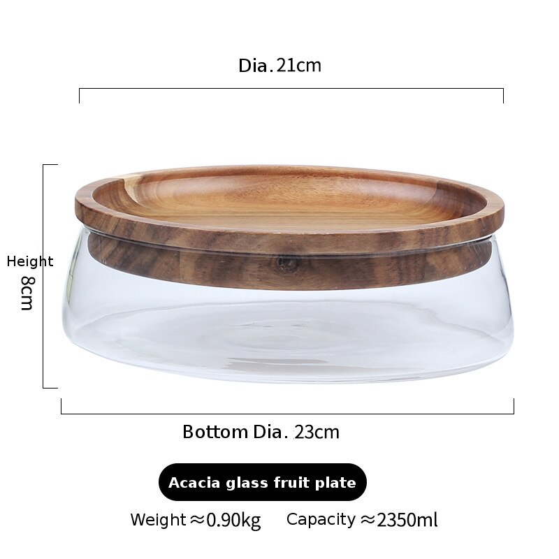 Glas Getrocknete Früchte murmeln Lagerung Kasten Container Doppel Schicht Süssigkeit Snack Fernbedienung Organizer Obst-fach Mit Holz Deckel: Ursprünglich Titel