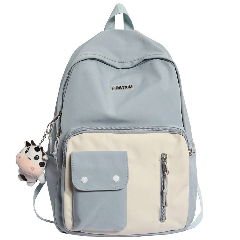 Harajuku Lady Kawaii plecak fajne kobiety śliczna torba szkolna dziewczyna studentka plecak Laptop kobieta książka Preppy torby Trendy nowość: blue / With Cow doll