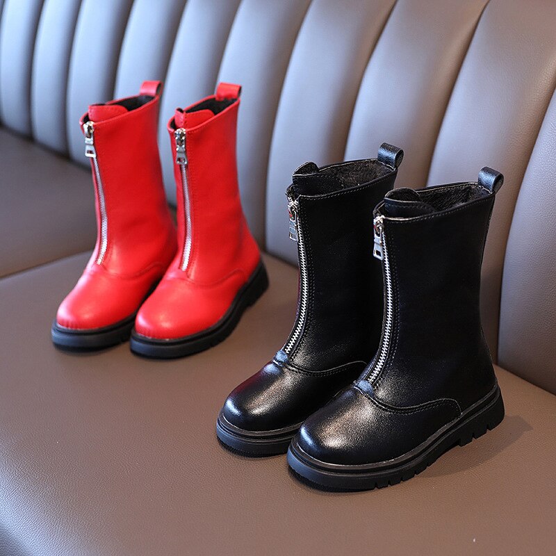 Autunno Inverno Scarpe Per Bambini Stivali 2020 Bambini Del Bambino di Modo di Cuoio Dell'unità di elaborazione Delle Ragazze Della Principessa Stivali In Pelle Con Cerniera a Metà Polpaccio Avvio e61