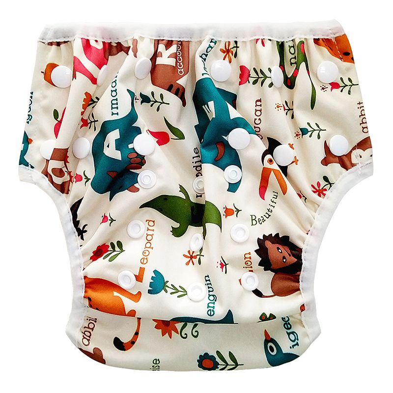 Katoen Spandex Baby Jongens Meisjes Luier Casual Cartoon Dieren Patroon Waterdichte Badmode Lekvrij Verstelbare Bodems Luier
