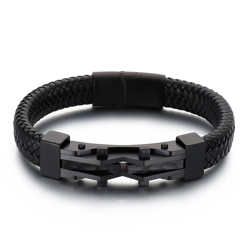 Trendy Leather Bracelets Men Stainless Steel Braided Rope Bracelets For Male Bracelets Jewelry Pulsera Hombre: Vermeil