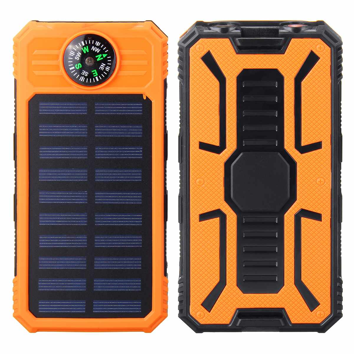 30000 Mah Solar Power Bank Waterdicht Solar Charger 2 Usb-poorten Travel Externe Lader Powerbank Met Kompassen Led Licht: Geel